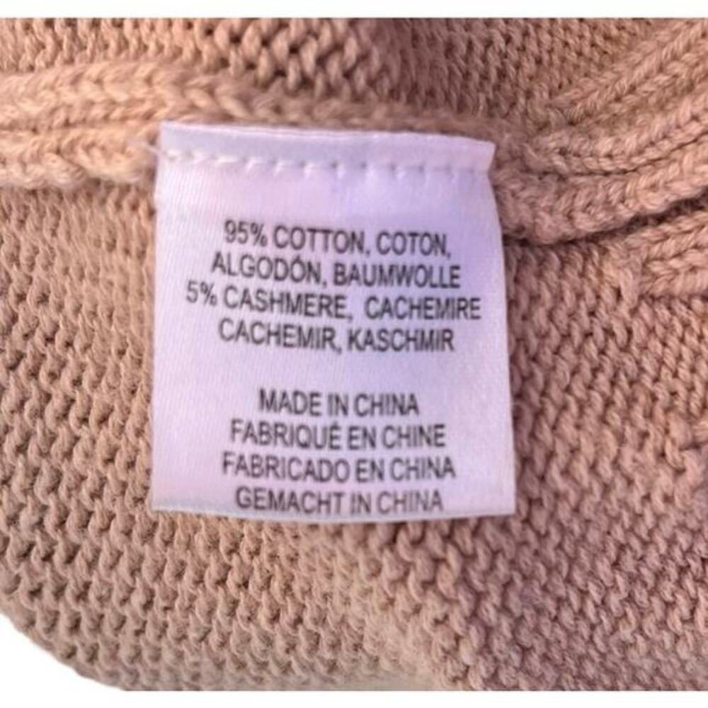 MINNIE ROSE Womens XS Star Sweater Tan Beige Cream Cotton Cashmere Crew Pullover - Picture 8 of 9